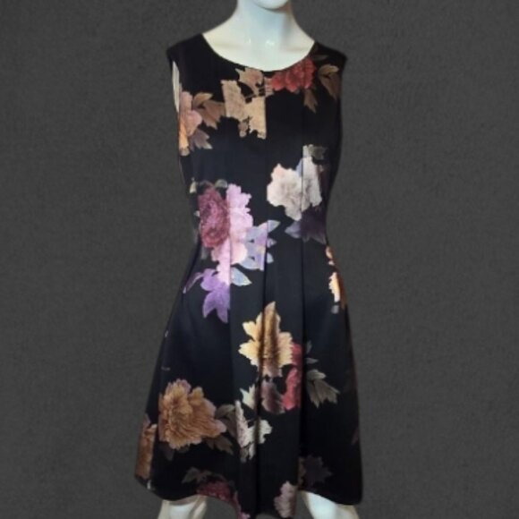 Black Dress With Metallic Flowers STELLA & JULIE sz 10 - Picture 5 of 5